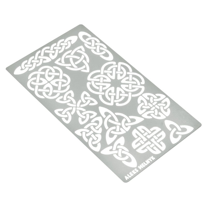 Aleks Melnyk No.32 Metal Journal Stencil, Pyrography Celtic Patterns, Celtic Knot, Viking Stencil, Wood Burning Template, Wood Carving, Bullet Journaling - Image 2